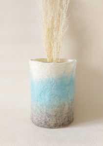 vase de laine grand gris bleu dégradé